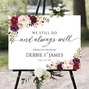 Vow Renewal Decor, We Still Do Sign, Vow Renewal Sign, Anniversary Decor, Anniversary Wedding Sign, Established Sign, Vow renewal invitation