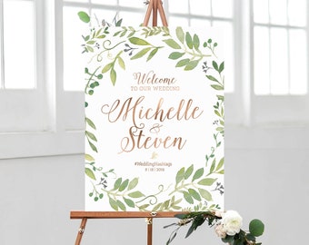 Greenery Wedding Sign, Wedding Welcome Sign, Wedding sign, Couples shower sign, Engagement welcome sign, Engagement sign, Anniversary sign