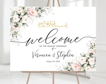 Nikkah Ceremony sign, Nikkah Welcome Sign, Bismillah Wedding Welcome Sign, Arabic Calligraphy, Islamic wedding sign, Bismillah Wedding Decor