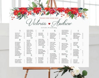 Seating Chart Poster, Chrismas Wedding Seating Chart, Chrismas Wedding Decorations, Winter Wedding, NYE Wedding, New Year's Eve Wedding