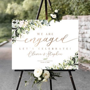 Engagement welcome sign, Engagement party sign, Greenery Engagement Decor, Greenery Engagement decorations, Engagement Sign, Engaged sign