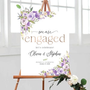 Engagement welcome sign, Engagement party sign, Purple Engagement Decor, Violet Engagement decorations, Engagement Sign, Engaged sign