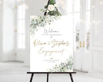 Engagement party sign, Engagement welcome sign, Greenery Engagement Decor, Greenery Engagement decorations, Greenery decor, Engagement sign