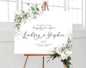 Welcome Wedding Sign, Wedding welcome Sign, Watercolor Wedding Sign, Greenery welcome sign, Greenery wedding decorations, Printable poster