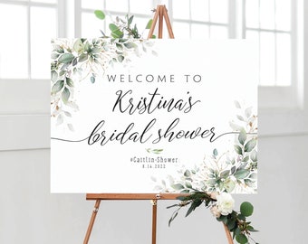 Bridal Shower Sign, Bridal Shower Decorations, Bridal Shower Welcome Sign, Bridal Shower banner, Greenery Bridal Shower Sign, Greenery sign