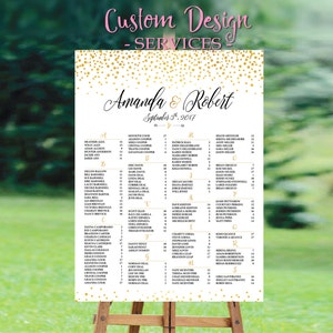 Pois dorés, plan de table de mariage, plan de table de mariage imprimable, affiche de plan de table de mariage, plan de table de mariage par ordre alphabétique