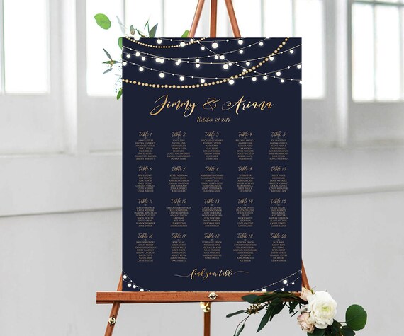 Wedding Seating Chart Printable Wedding Seating Chart | Etsy