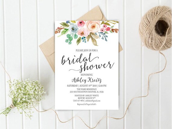 Bridal Shower Invitation Printable Bridal Shower Invitation | Etsy