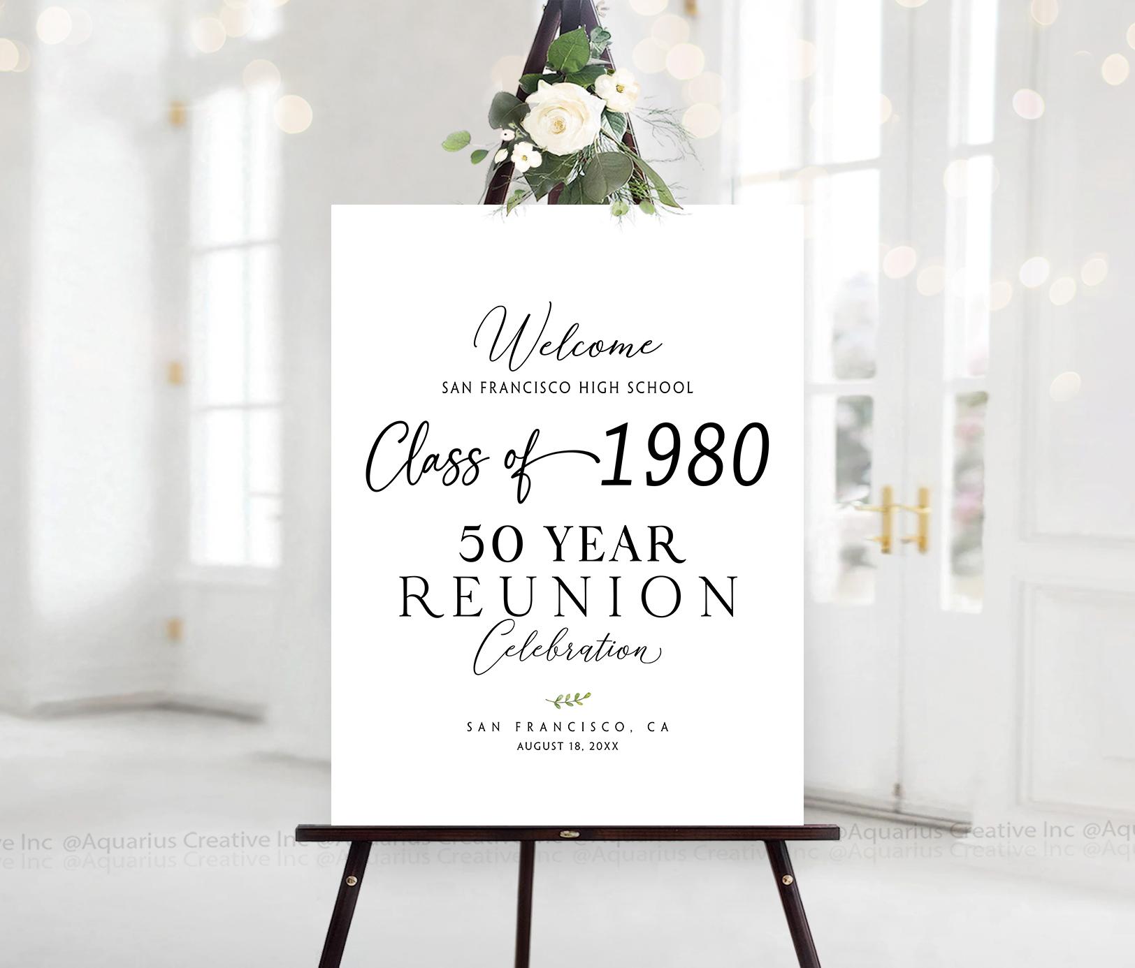 Reunion welcome sign, Class reunion welcome sign, 50th class reunion, 50 year high school reunion, Reunion Decoration, Reunion Celebration