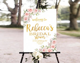 Bridal Shower Sign, Pink bridal shower, Bridal Shower Welcome Sign, Bridal Shower Banner, Blush Bridal Shower Poster, Cutom Digital Files