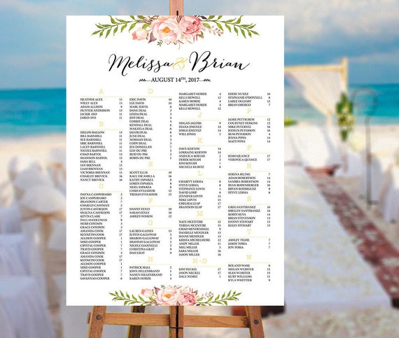 Printable Wedding Seating Chart Wedding Seating Chart | Etsy