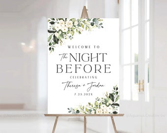 Rehearsal Dinner Sign, Rehearsal Sign, Greenery Decor, Rehearsal Decor, Greenery Rehearsal , Engagement welcome sign, Wedding welcome sign