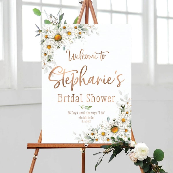 Bridal Shower Sign, Daisy bridal shower, Bridal Shower Welcome Poster, Bridal Shower banner, Daisy flowers bridal sign, Custom Digital Files