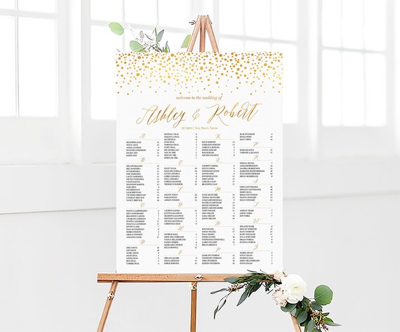 Etsy Wedding Seating Chart Alphabetical