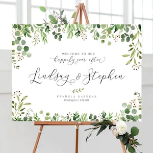 Wedding Shower Sign, Greenery Welcome sign, Bridal shower sign, Greenery party Decorations, Engagement welcome sign, Printable wedding signs