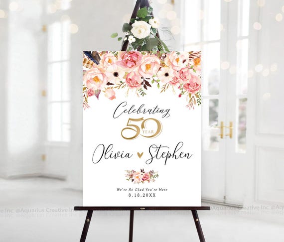 50 Year Anniversary Sign, 50th Anniversary sign, 50th Anniversary decorations, Anniversary Decor, Wedding Anniversary, Gold Wedding Decor