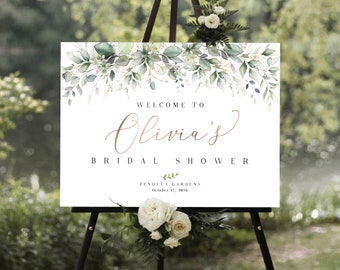 Bridal Shower Sign, Wedding Shower Decorations, Bridal Shower Welcome, Bridal Shower banner, Greenery Bridal Shower Sign, Printable sign