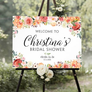 Signo de bienvenida de la despedida de soltera de otoño, signo de flores de coral de otoño, signo de bienvenida de la despedida de soltera, signo de bienvenida de otoño para la despedida de soltera, cartel imprimible