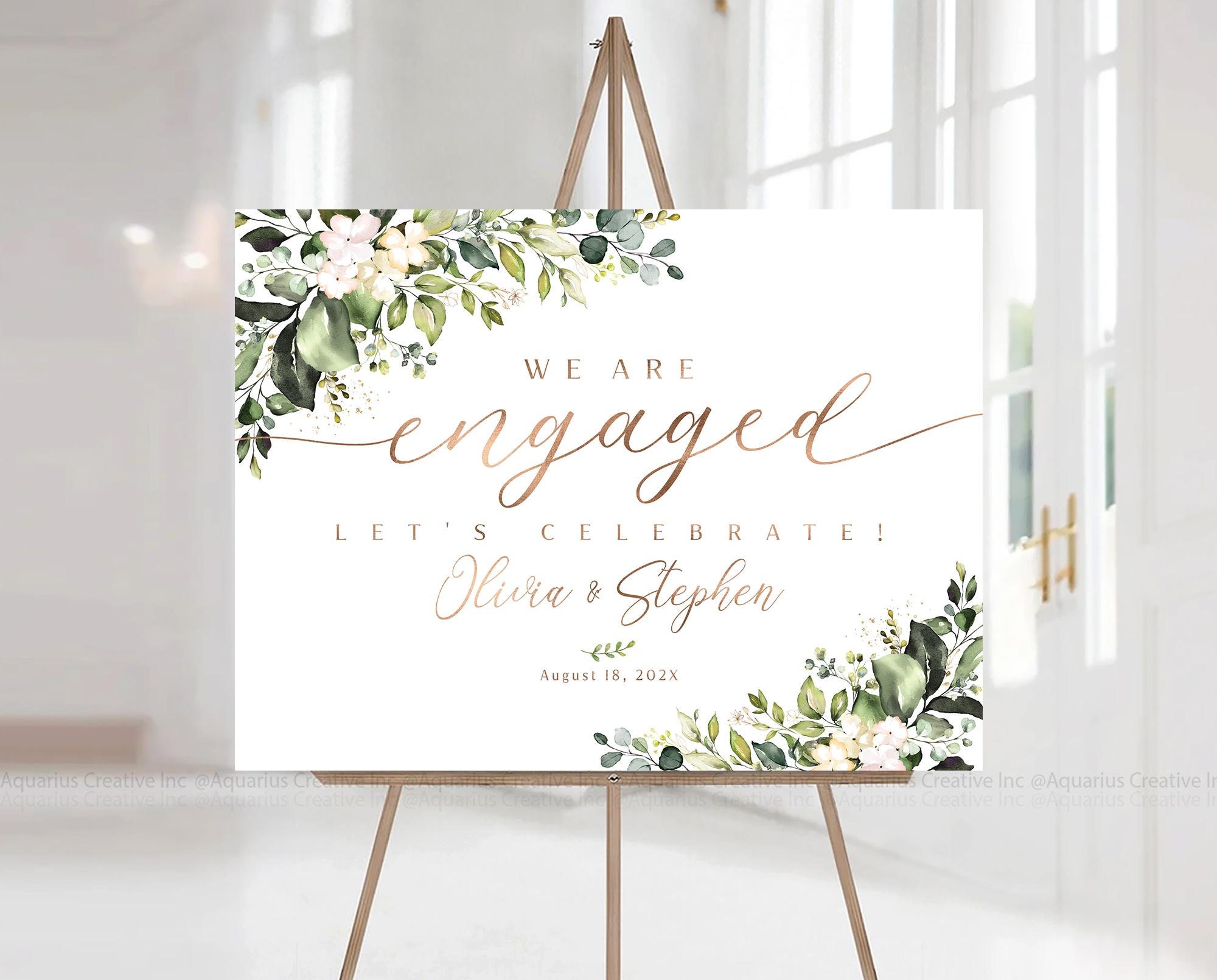 Engagement welcome sign, Engagement party sign, Greenery Engagement Decor, Greenery Engagement decorations, Engagement Sign, Engaged sign