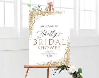 Bridal shower sign, Bridal shower invitation, Bridal shower banner, Bridal shower decorations, Shower welcome sign, Gold bridal shower