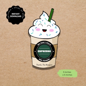 Druckbare Geschenkkartenhalter Lehrer Wertschätzung, Starbucks Geschenkkarte, Kaffee Geschenkkartenhalter, Kaffee Geschenkkartenhalter für Lehrer, Danke