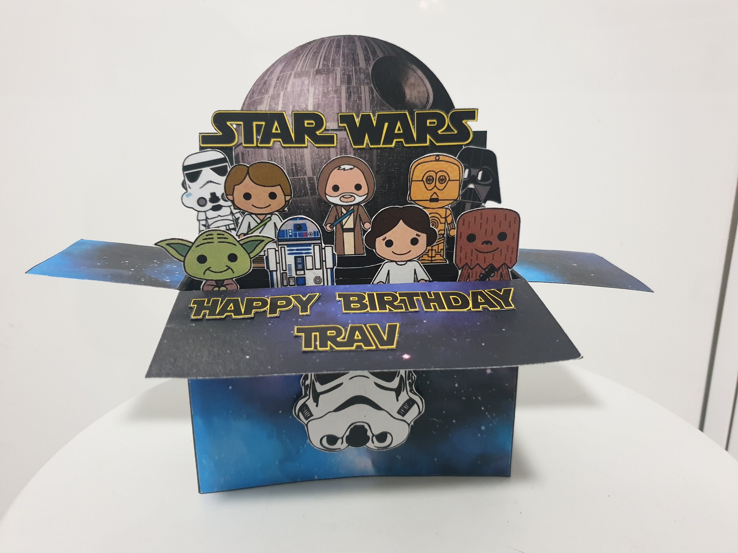 Custom personalised Happy Birthday Star Wars pop up box card | Etsy