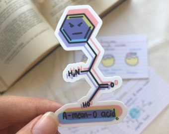A-mean-o acid vinyl sticker | amino acid pun | chemistry pun | science sticker