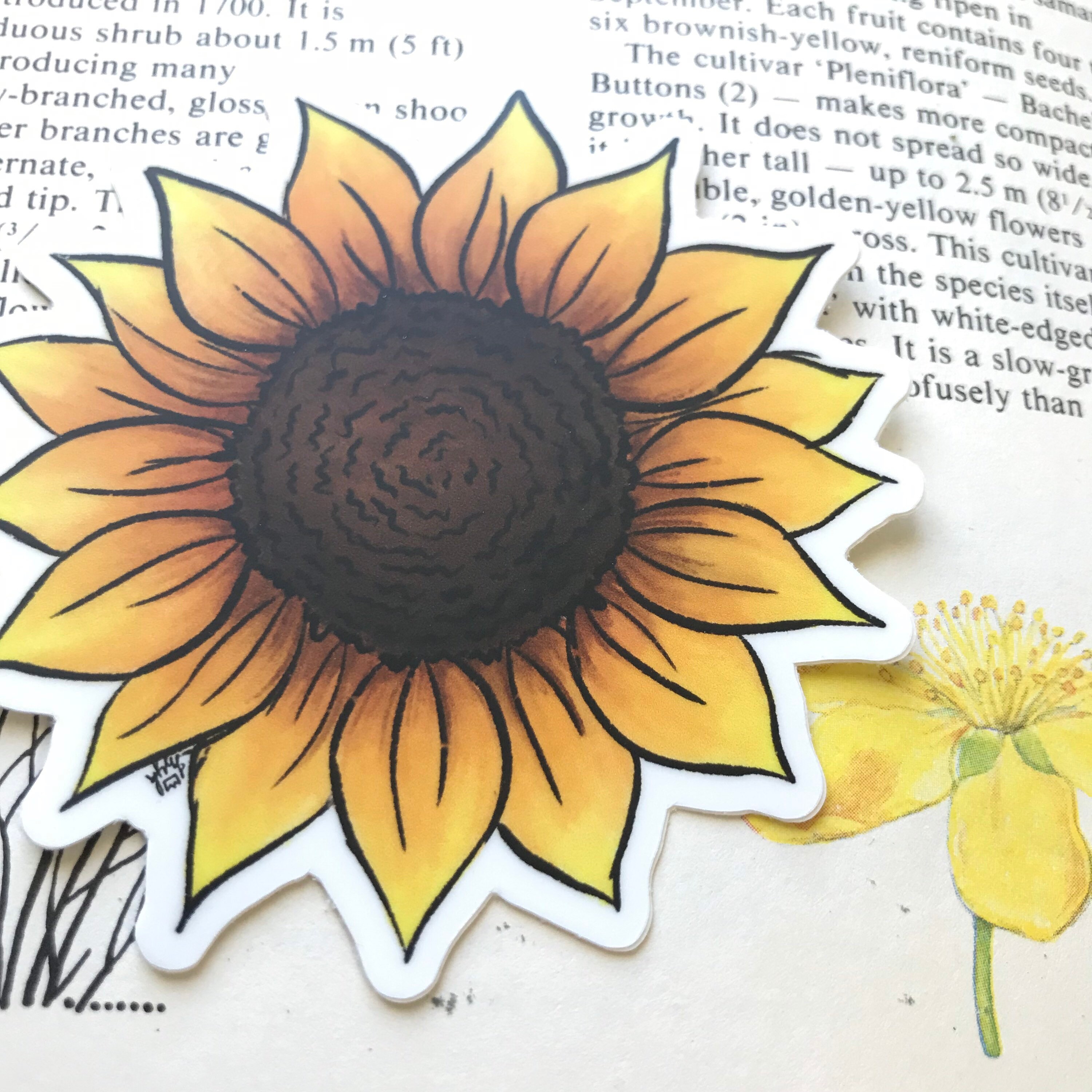 Sunflower Vinyl Sticker Flower Sticker - Etsy