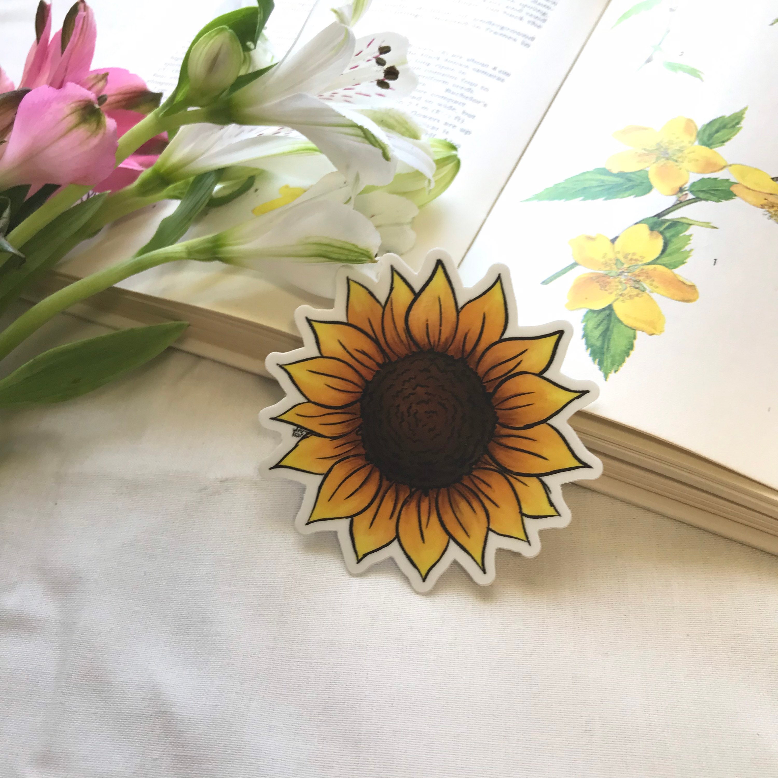Sunflower Vinyl Sticker | Flower Sticker - Etsy