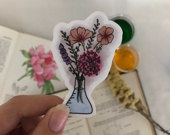 Chemistry flowers vinyl sticker | Conical flask flowers sticker | Science sticker