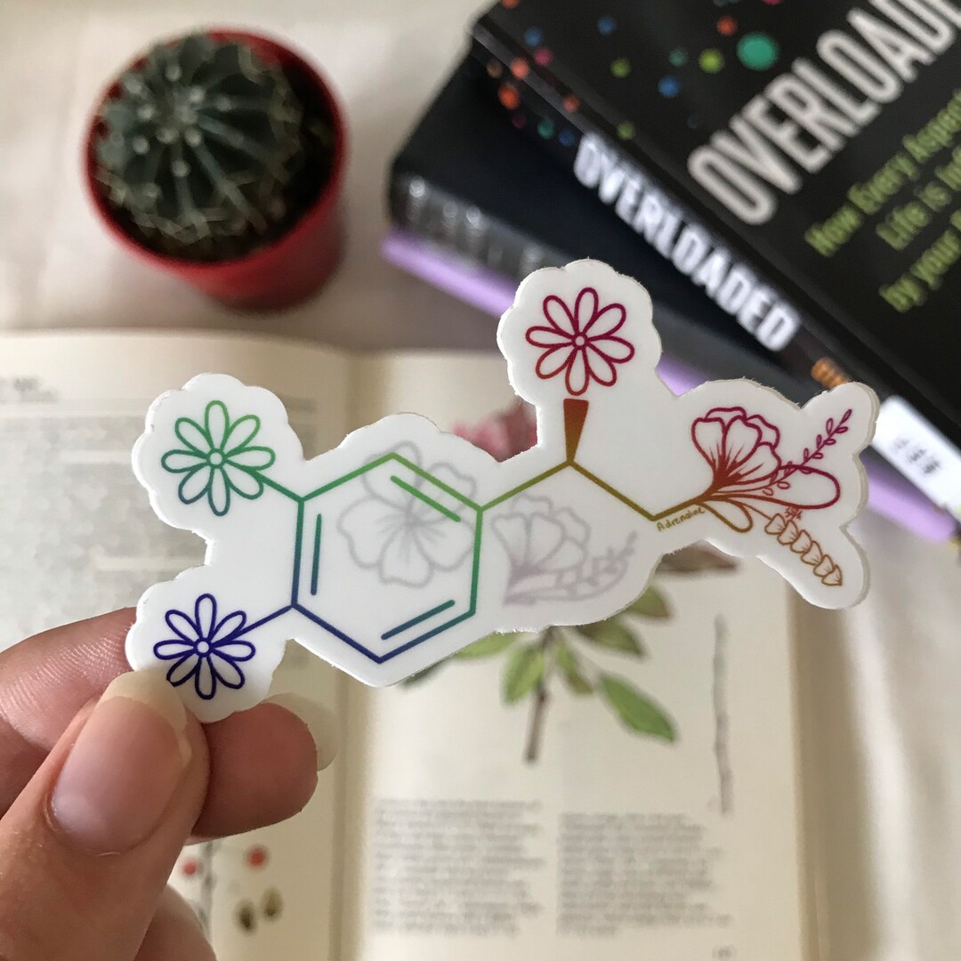 Adrenaline Vinyl Sticker | Brain Chemical | Rainbow Flower Sticker - Etsy