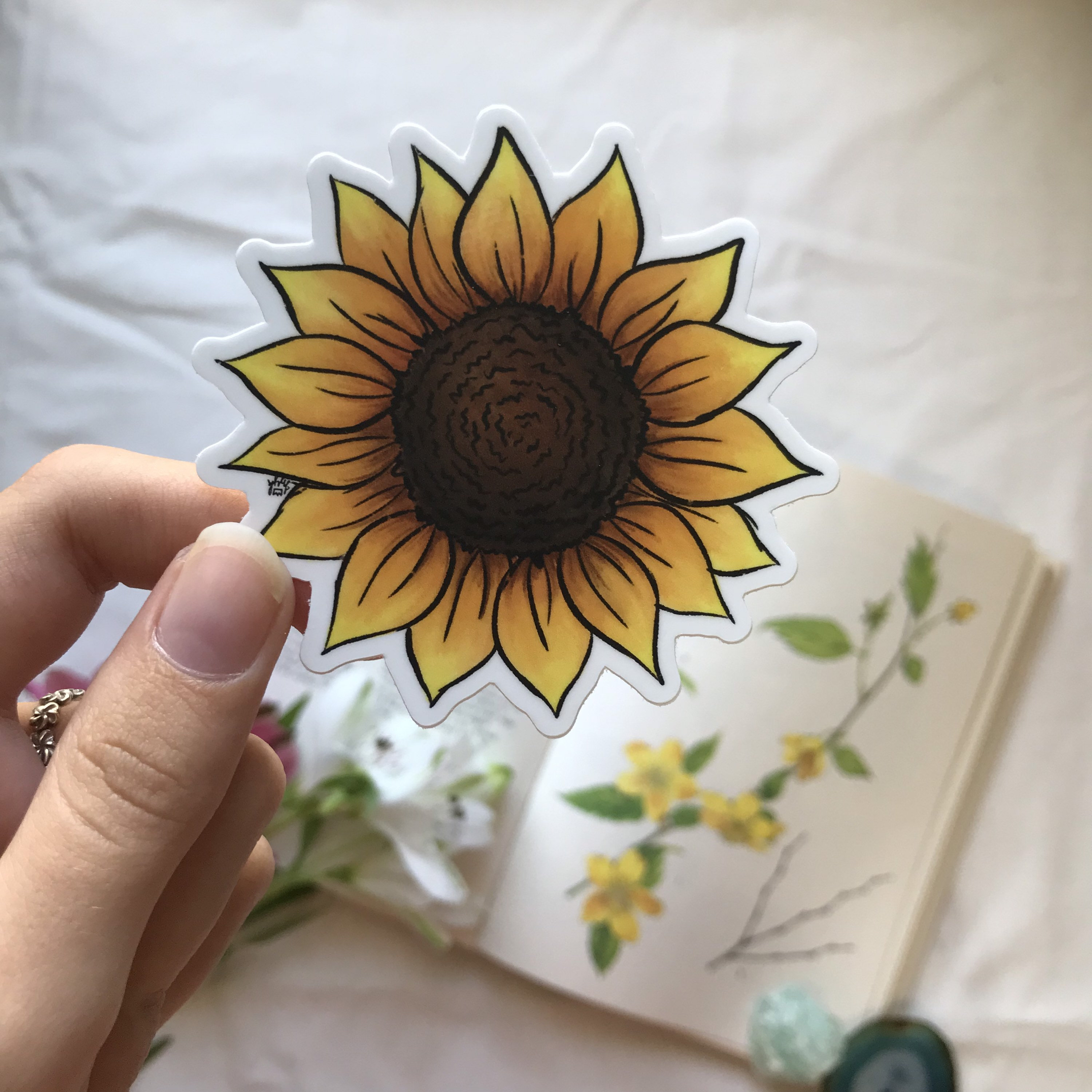 Sunflower Vinyl Sticker | Flower Sticker - Etsy
