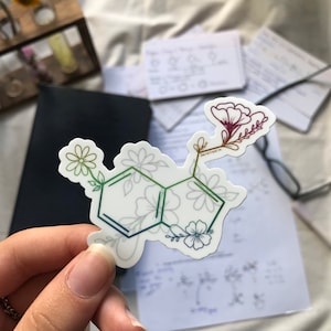 Autocollant ou aimant en vinyle sérotonine | heureux chimique | dépression et sensibilisation à la santé mentale | autocollants ou aimants chimiques