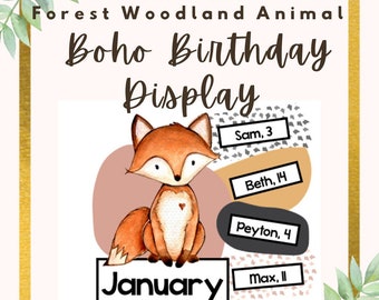 Boho Forest Woodland Classroom Birthday Display