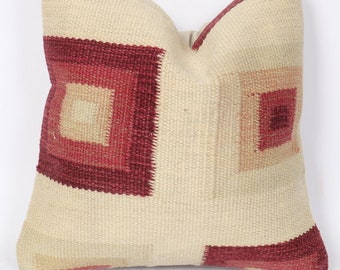 Kilim Pillow,Turkish Anatolian Pillow Cover,Handmade Pillow,Cushion Cover,16x16 40x40,Kilim Pillow Case,Tribal Pillow, Cushion Cover 28*