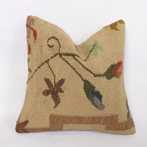 Turkish Kilim Pillow Cover Kilim Pillow Case Anatolian Pillow 40x40 Strip Pillow Cushion Cover , Hand Woven Pillow ,Decorative Pillow 27*