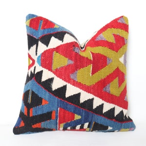 Kilim Pillow 16X16,Cushion Cover,Boho Pillow,Tribal Pillow,Kilim Pillow Case,Handmade Pillow,Kilim Pillow Case,Turkish Kilim Pillow,Kilim 26