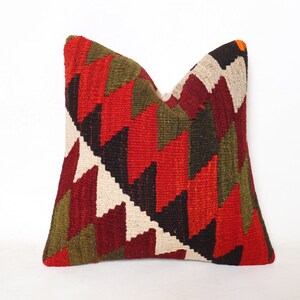 Kilim Pillow 16X16,Cushion Cover,Boho Pillow,Tribal Pillow,Kilim Pillow Case,Handmade Pillow,Kilim Pillow Case,Turkish Kilim Pillow,Kilim 26