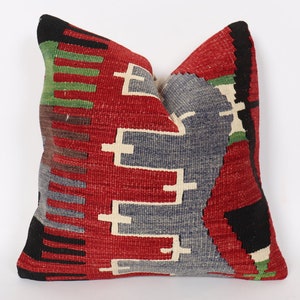 Turkısh Anatolian Pillow,Kilim Pillow Case Anatolian Pillow 40x40 Strip Pillow Cushion Cover , Hand Woven Pillow ,Decorative Pillow .26*