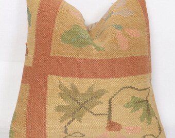 Turkish Kilim Pillow cover  kilim pillow case anatolian pillow 40x40 strip pillow cushion cover , hand woven pillow ,decorative pillow .27*