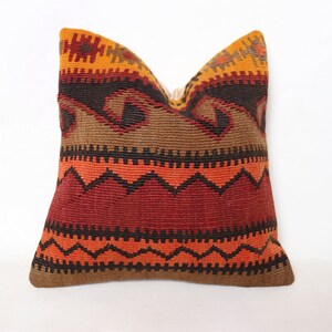 Kilim Pillow 16X16,Cushion Cover,Boho Pillow,Tribal Pillow,Kilim Pillow Case,Handmade Pillow,Kilim Pillow Case,Turkish Kilim Pillow,Kilim 26