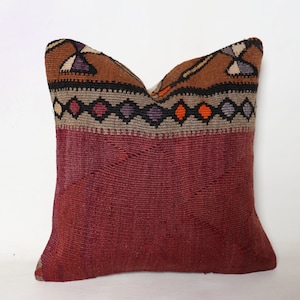 Antique Kilim Pillow,Anatolian Pillow Cover,Kilim Pillow,Cushion Cover,Ethnic Pillow Cover,Kilim Pillow Cover 16x16,Bohemian Pillows     *29
