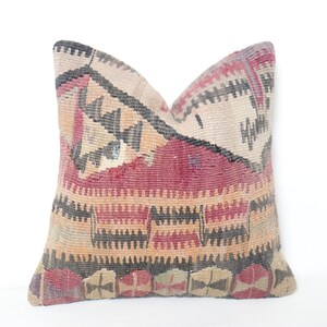 Kilim Pillow 16X16,Cushion Cover,Boho Pillow,Tribal Pillow,Kilim Pillow Case,Handmade Pillow,Kilim Pillow Case,Turkish Kilim Pillow,Kilim 26
