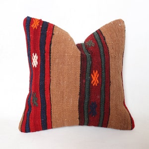 Kilim Pillow 16X16,Cushion Cover,Boho Pillow,Tribal Pillow,Kilim Pillow Case,Handmade Pillow,Kilim Pillow Case,Turkish Kilim Pillow,Kilim 26