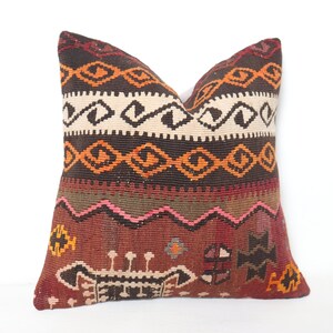 Kilim Pillow 16X16,Cushion Cover,Boho Pillow,Tribal Pillow,Kilim Pillow Case,Handmade Pillow,Kilim Pillow Case,Turkish Kilim Pillow,Kilim 26