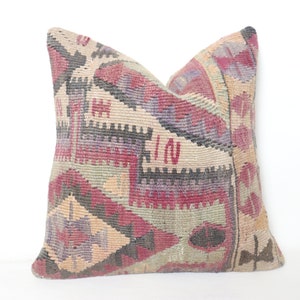 Kilim Pillow 16X16,Cushion Cover,Boho Pillow,Tribal Pillow,Kilim Pillow Case,Handmade Pillow,Kilim Pillow Case,Turkish Kilim Pillow,Kilim 26
