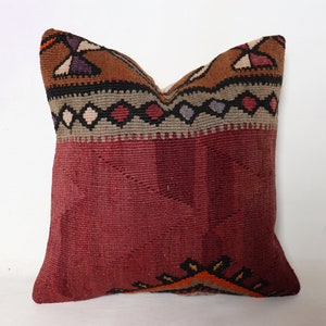 Antique Kilim Pillow,Anatolian Pillow Cover,Kilim Pillow,Cushion Cover,Ethnic Pillow Cover,Kilim Pillow Cover 16x16,Bohemian Pillows     *29