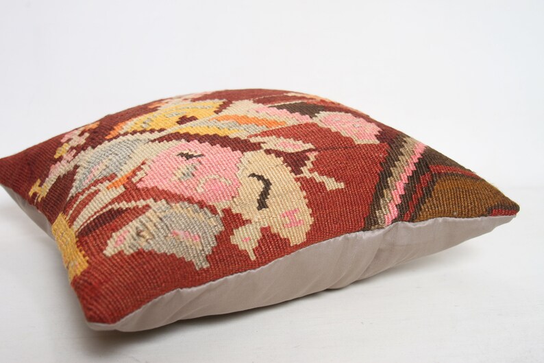 Turkish Kilim Pillow Cover Kilim Pillow Case Anatolian Pillow 40x40 Strip Pillow Cushion Cover Hand Woven Pillow Decorative Pillow27*