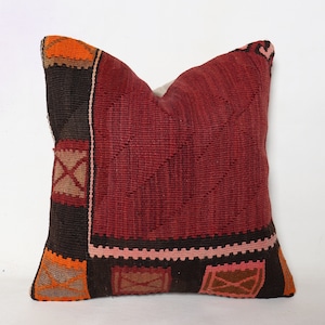 Antique Kilim Pillow,Anatolian Pillow Cover,Kilim Pillow,Cushion Cover,Ethnic Pillow Cover,Kilim Pillow Cover 16x16,Bohemian Pillows     *29