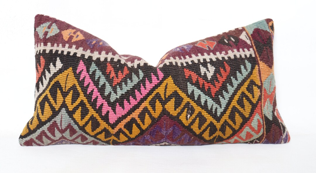 Kilim Lumbar Cover,handmade Pillow,kilim Pillow 12x24,lumbar Pillow